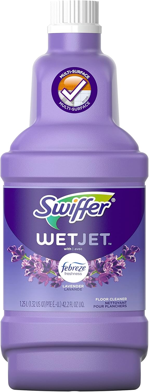 Swiffer WetJet Multi-Purpose Floor Cleaner Solution with Febreze Refill, Lavender Scent, 1.25 Liter -42.2 Fl Oz (Pack of 2)