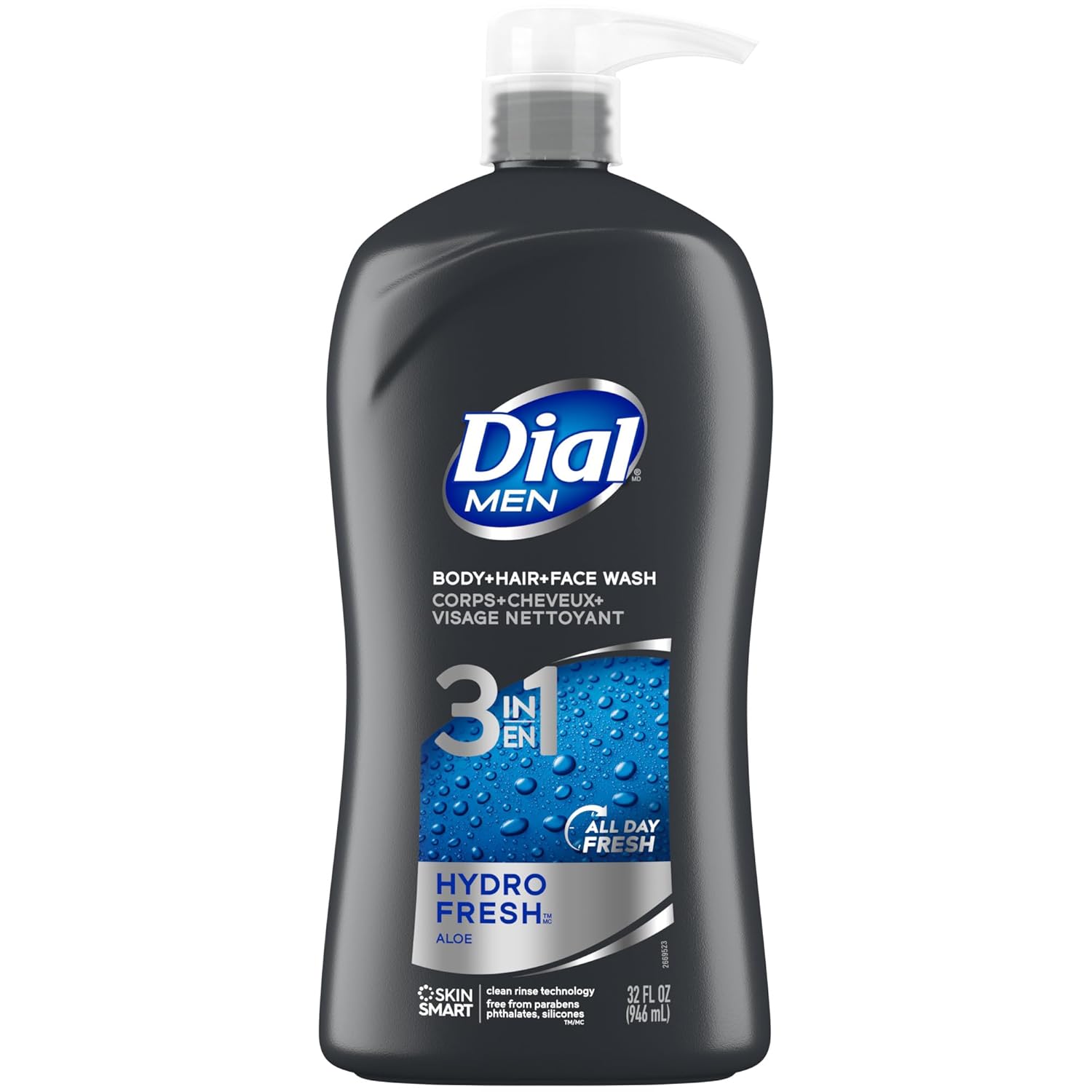 Dial Men 3in1 Body, Hair and Face Wash, Ultimate Clean, 32 Fl Oz
