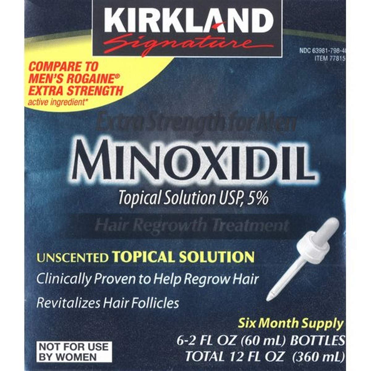 6 Months Kirkland Minoxidil 5% Extra Strength Hair Loss Regrowth Treatment Men, 12 Fl Oz (Pack of 6)