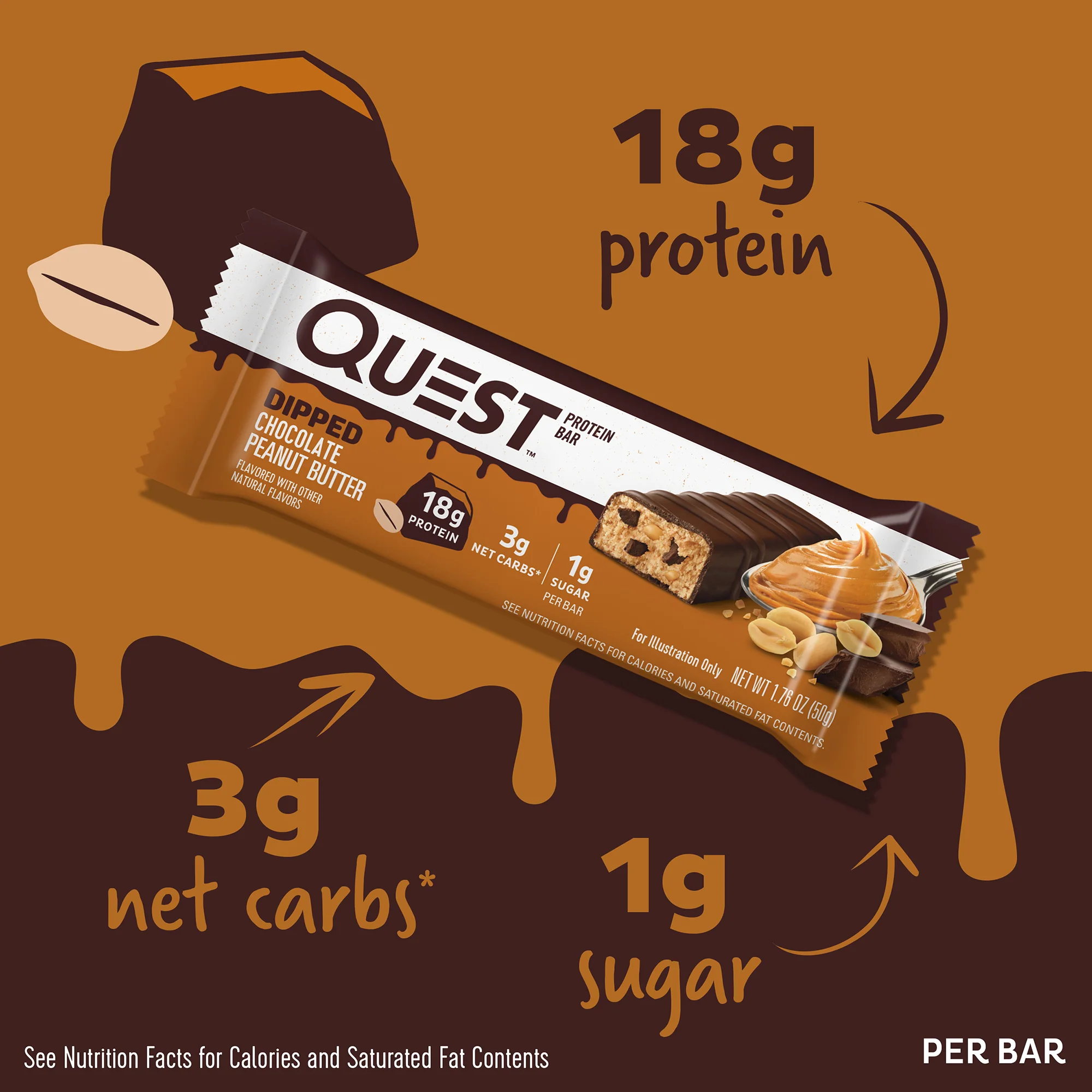 Dipped Chocolate Peanut Butter Protein Bar