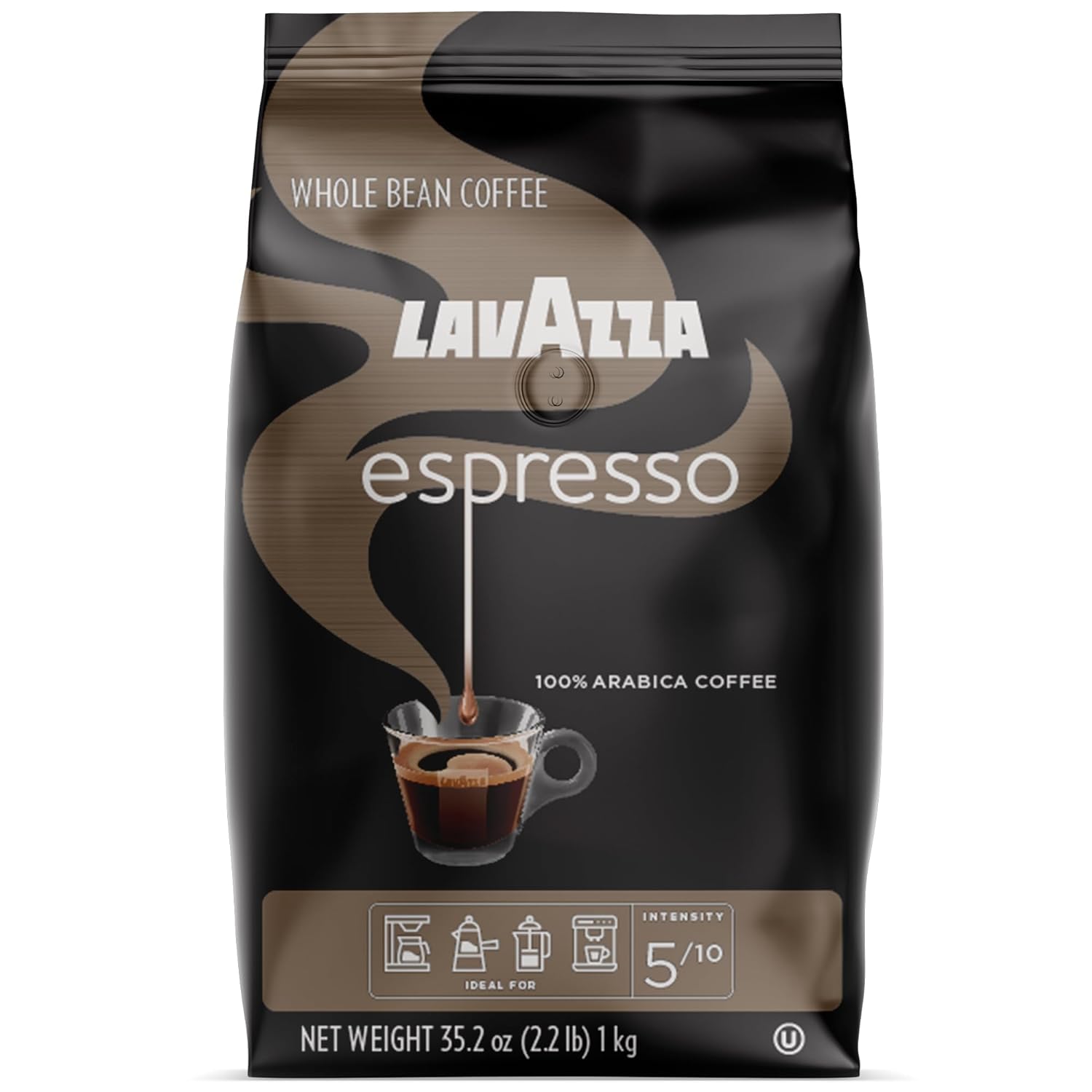 Lavazza Super Crema Whole Bean Coffee Blend, light-Medium Espresso Roast, 2.2 Pound (Pack of 1) ,Premium Quality, Aromatic, Mild and creamy