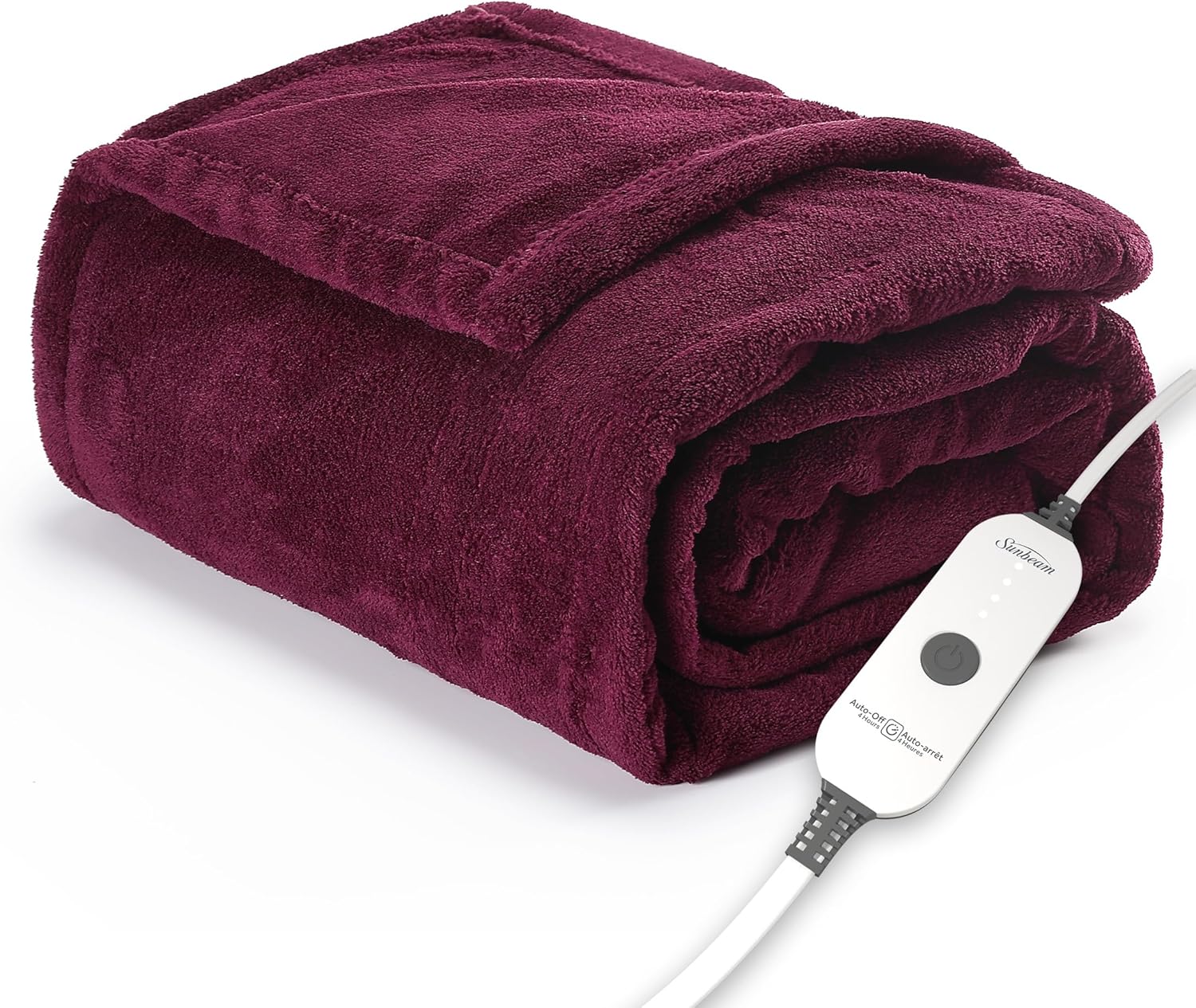 Sunbeam Electric Royal Luxe Microplush Heated Blanket 12 Heat Settings, 12-Hour Selectable Auto Shut-Off, Fast Heating, Warm and Cozy, Sandstone Color, Queen, 90