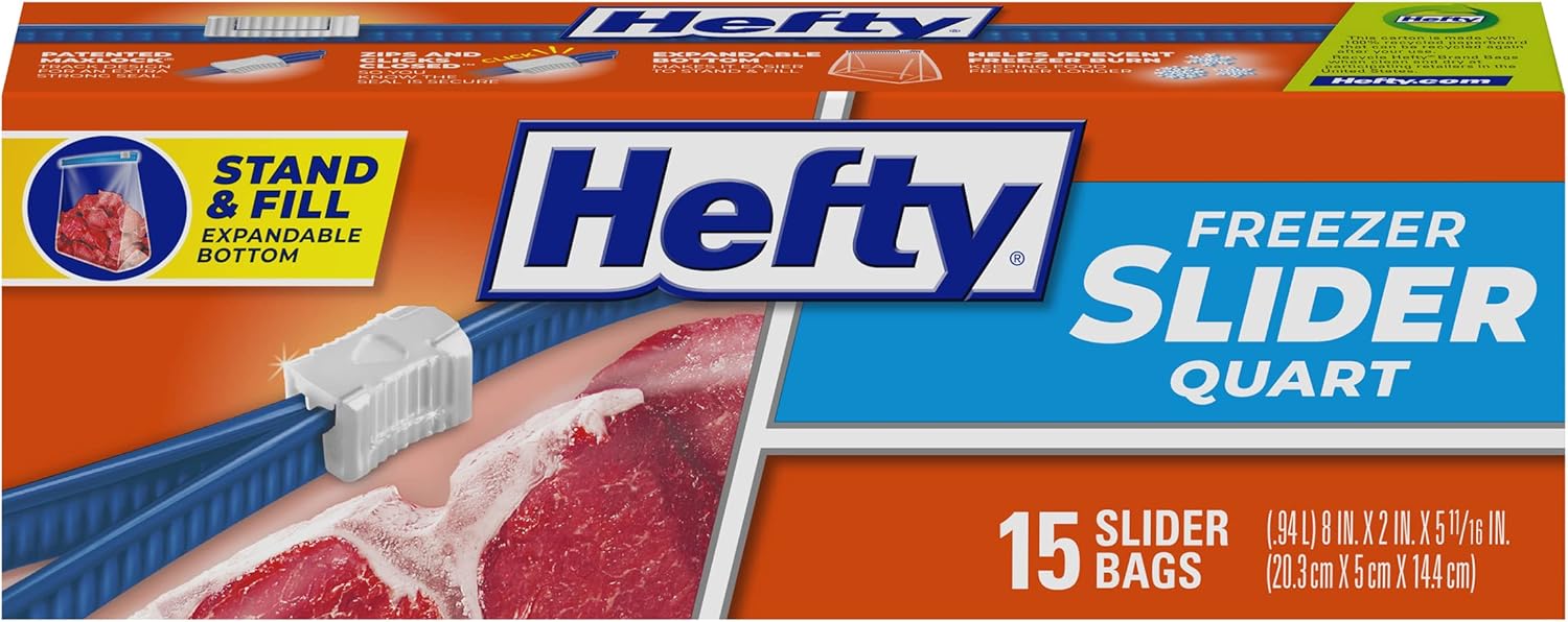 Hefty Slider Freezer Storage Bags, Gallon Size, 56 Count