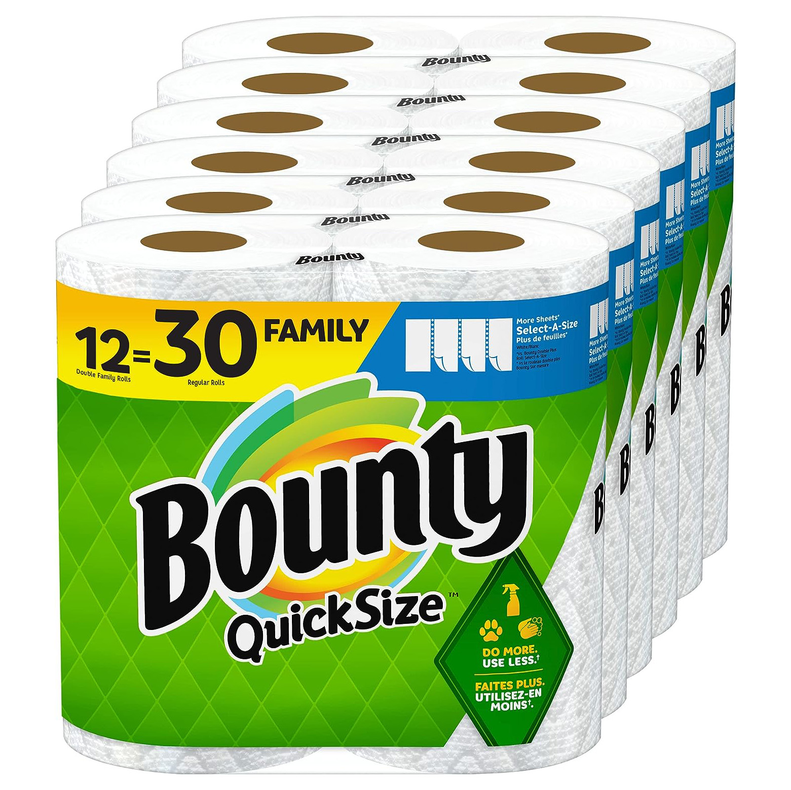 Bounty Quick Size Paper Towels, White, 8 Family Rolls = 20 Regular Rolls