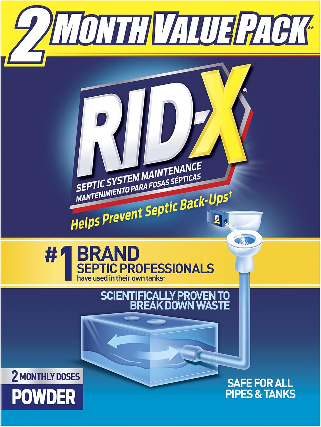 RID-X Septic Treatment, Septic Tank Treatment, 1 Month Supply Of Powder, 9.8 oz