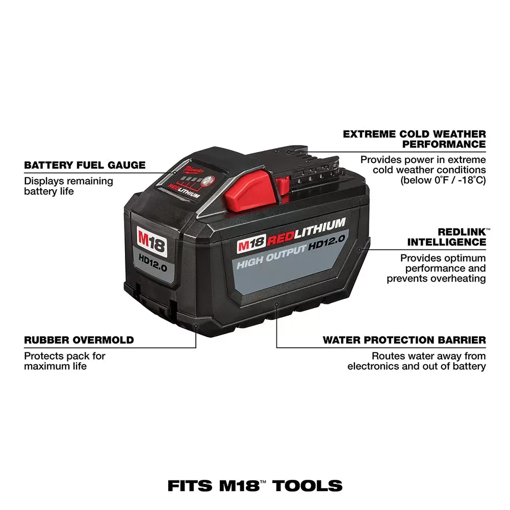 Milwaukee 48-11-1812P3 M18 18V 3 Battery Kit w/ 1 - HD 12.0 and 2 - HO CP 3.0