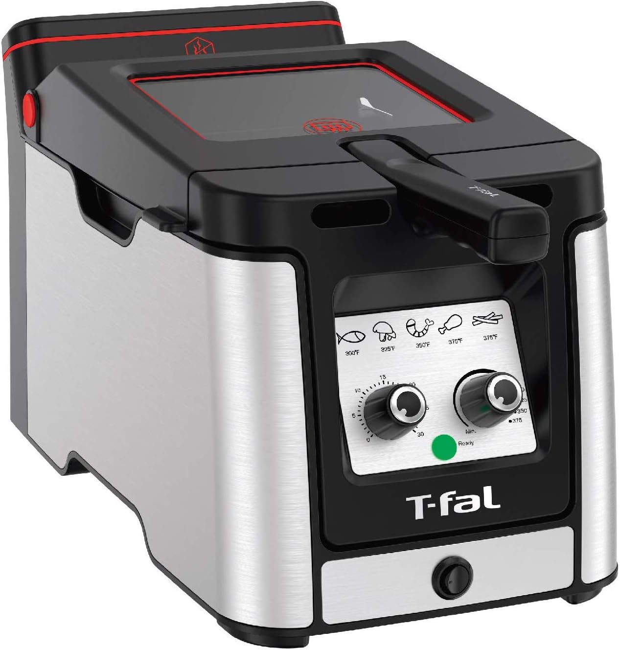 T-fal 3.5L Stainless Steel Deep Fryer with Basket, 1700W, Oil Filtration, Temp Control, Digital Timer, Dishwasher Safe Parts