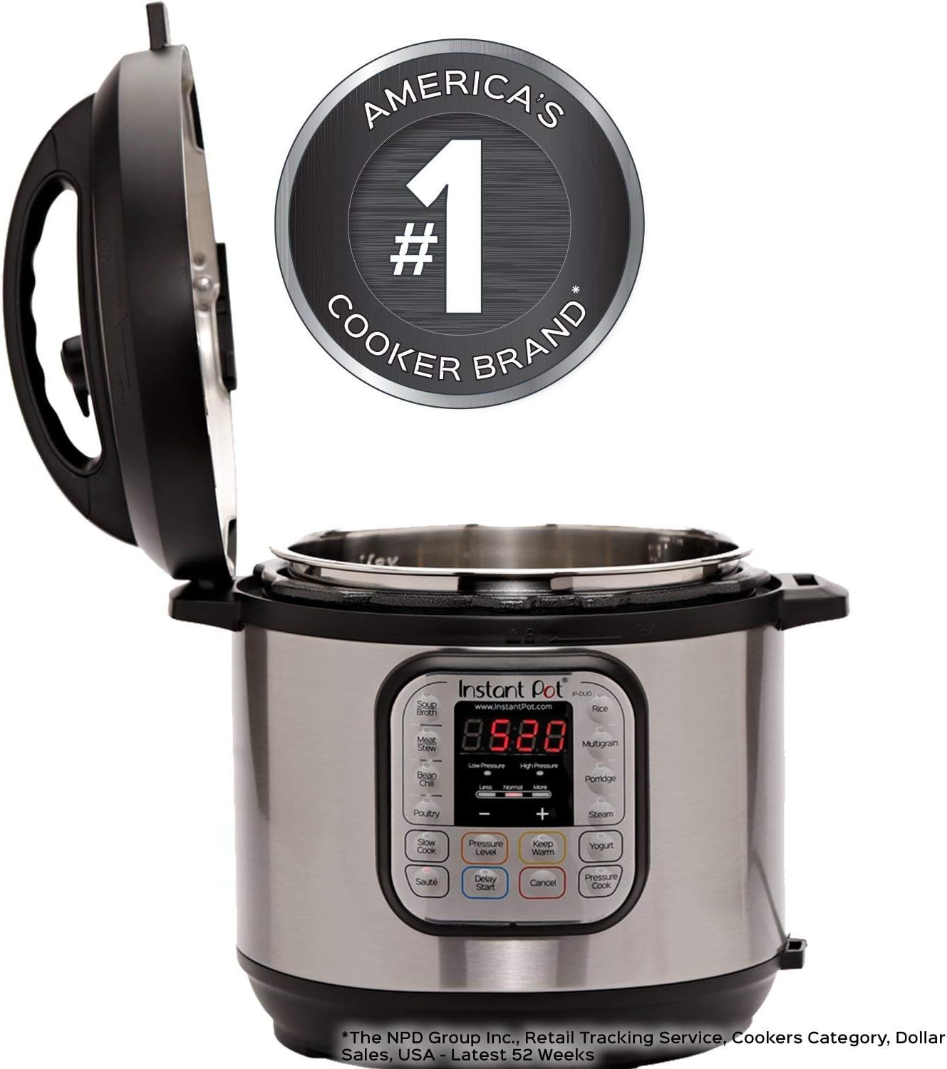 Instant Pot Duo 7-in-1 Electric Pressure Cooker, Slow Cooker, Rice Cooker, Steamer, Sauté, Yogurt Maker, Warmer & Sterilizer, Includes App With Over 800 Recipes, Stainless Steel, 8 Quart