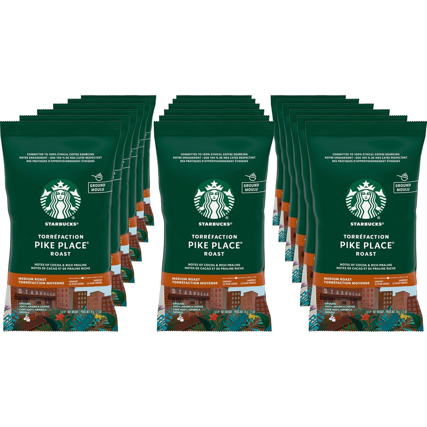 Starbucks Ground Coffee, Medium Roast Coffee, Pike Place Roast, 100% Arabica, 1 Bag (28 Oz)