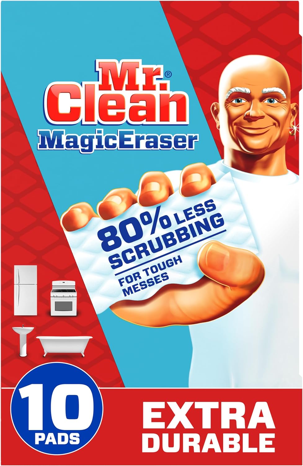 Mr. Clean Magic Eraser Extra Durable, Cleaning Pads with Durafoam, 10 Count