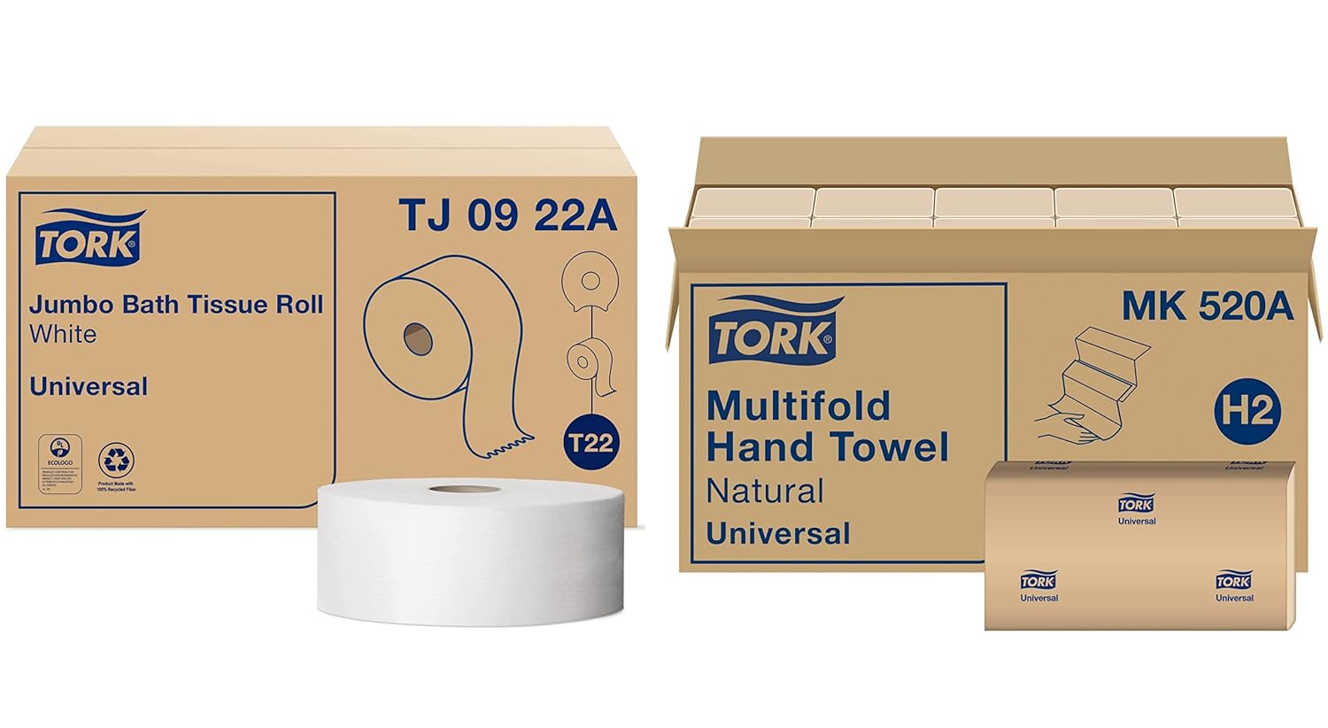 Tork Jumbo Toilet Paper Roll White T22, Universal, 2-ply, 12 x 1000', TJ0922A