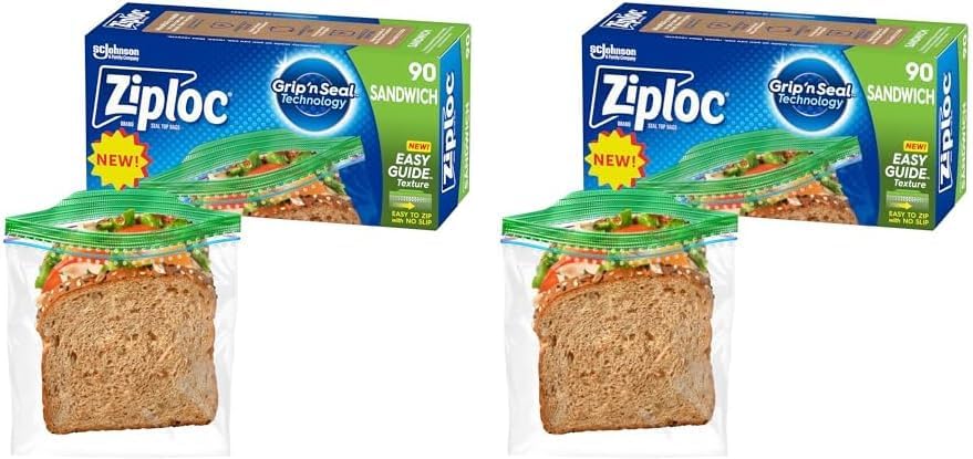 Ziploc Sandwich Bags, Easy Open Tabs, 90 Count, Clear