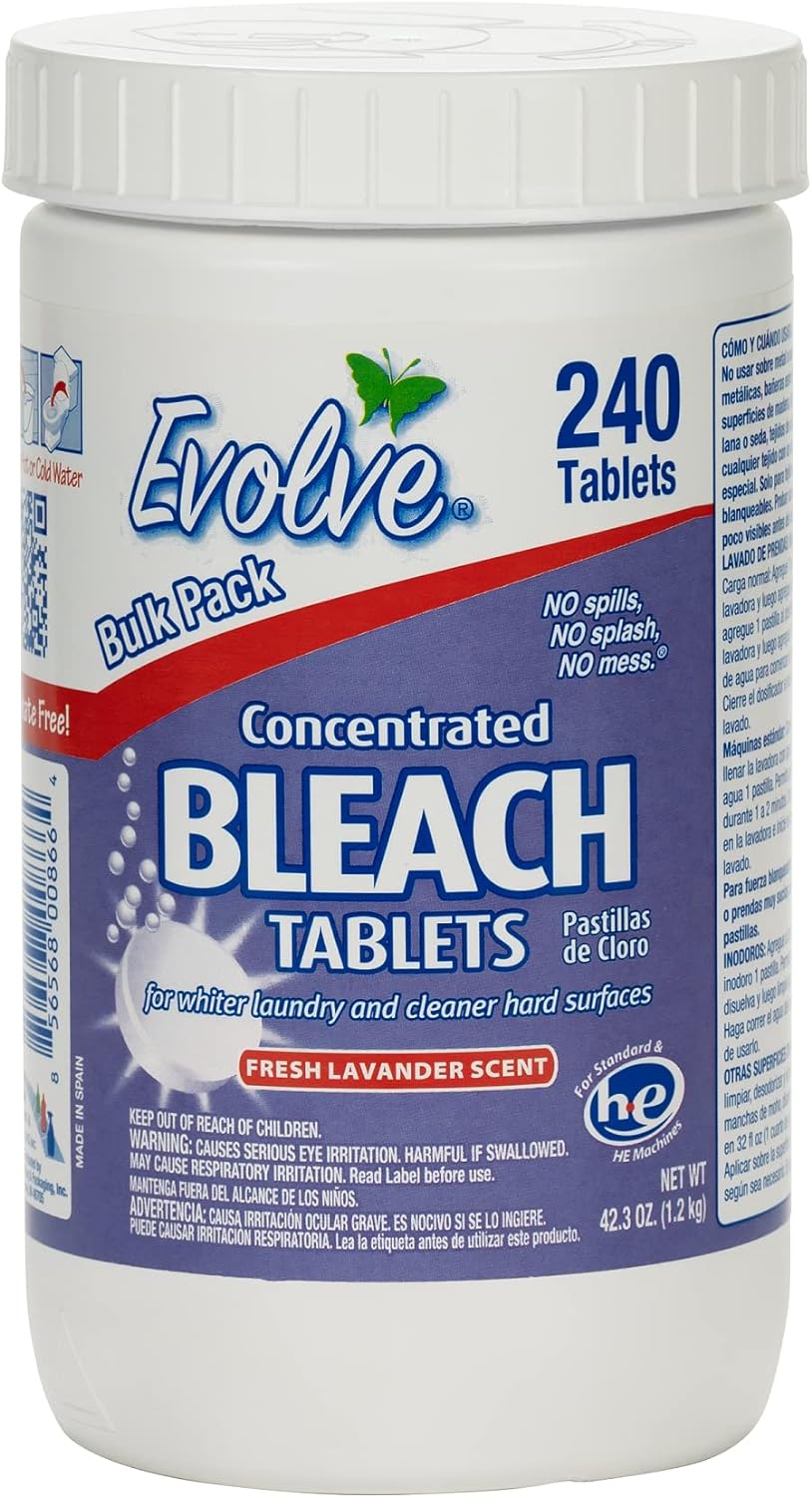 Evolve Concentrated Bleach Tablet Bulk Size 240 Tablets 1 Pack Original Scent