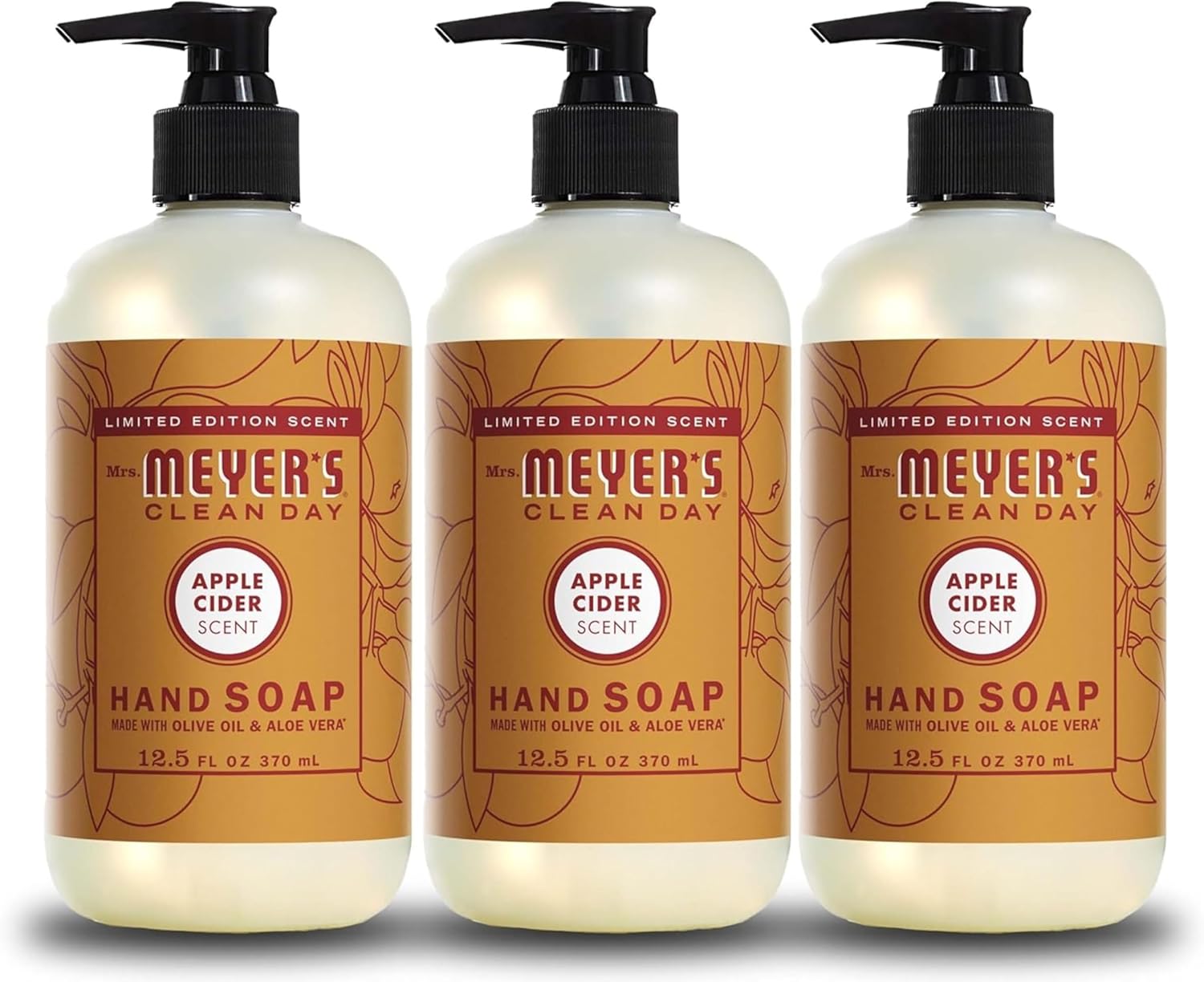 MRS. MEYER'S CLEAN DAY Hand Soap, Made with Essential Oils, Apple Cider, 12.5 Fl Oz (Pack of 3)