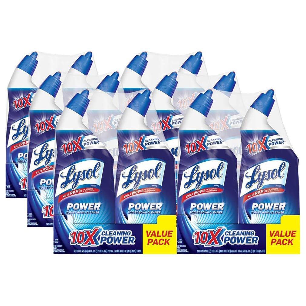 Lysol Power Toilet Bowl Cleaner Gel, For Cleaning and Disinfecting, Stain Removal, 24oz ,9 Ct , (Packaging May Vary)
