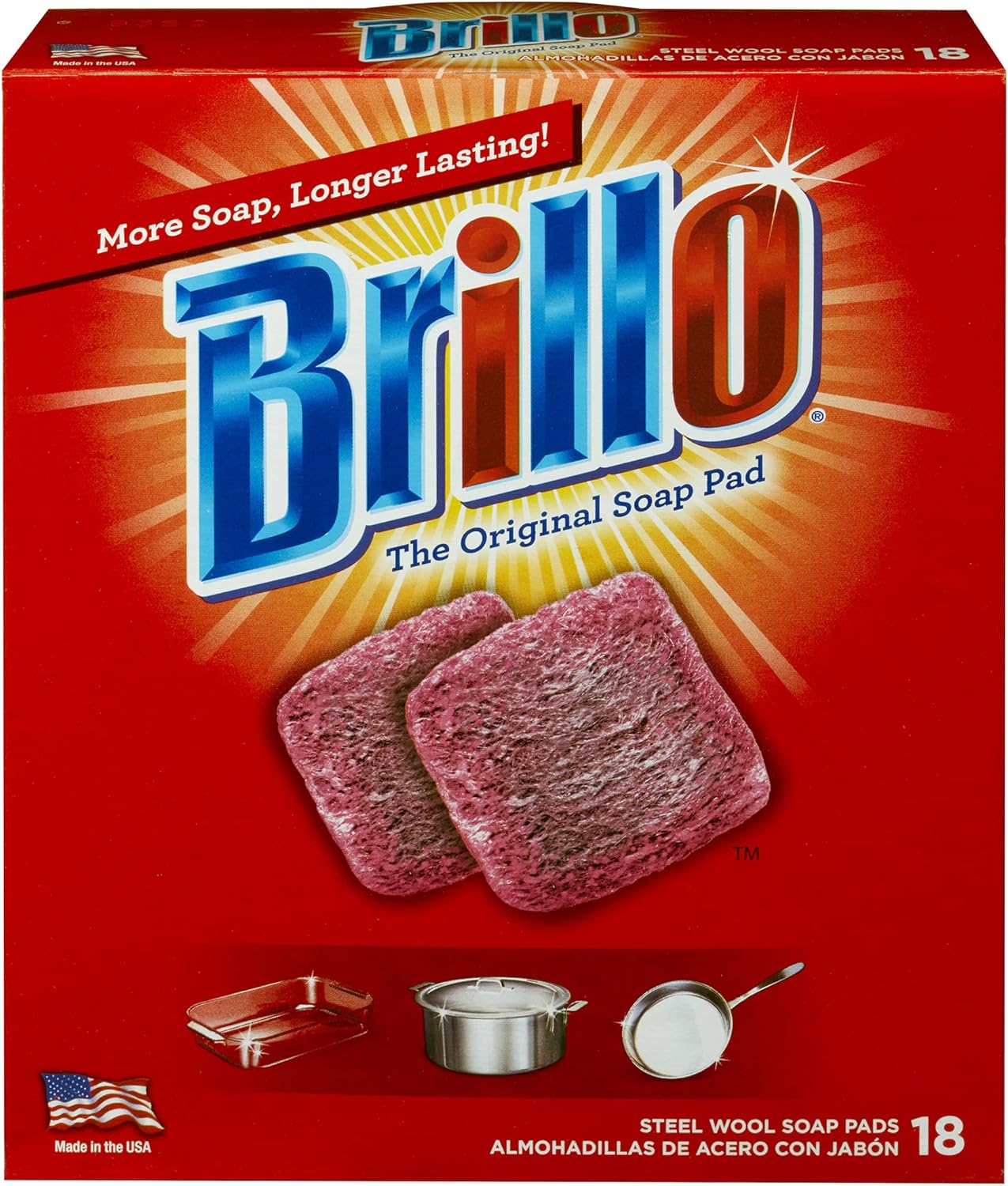 Brillo Basics Steel Wool Scrub Pads, 8-ct. Box