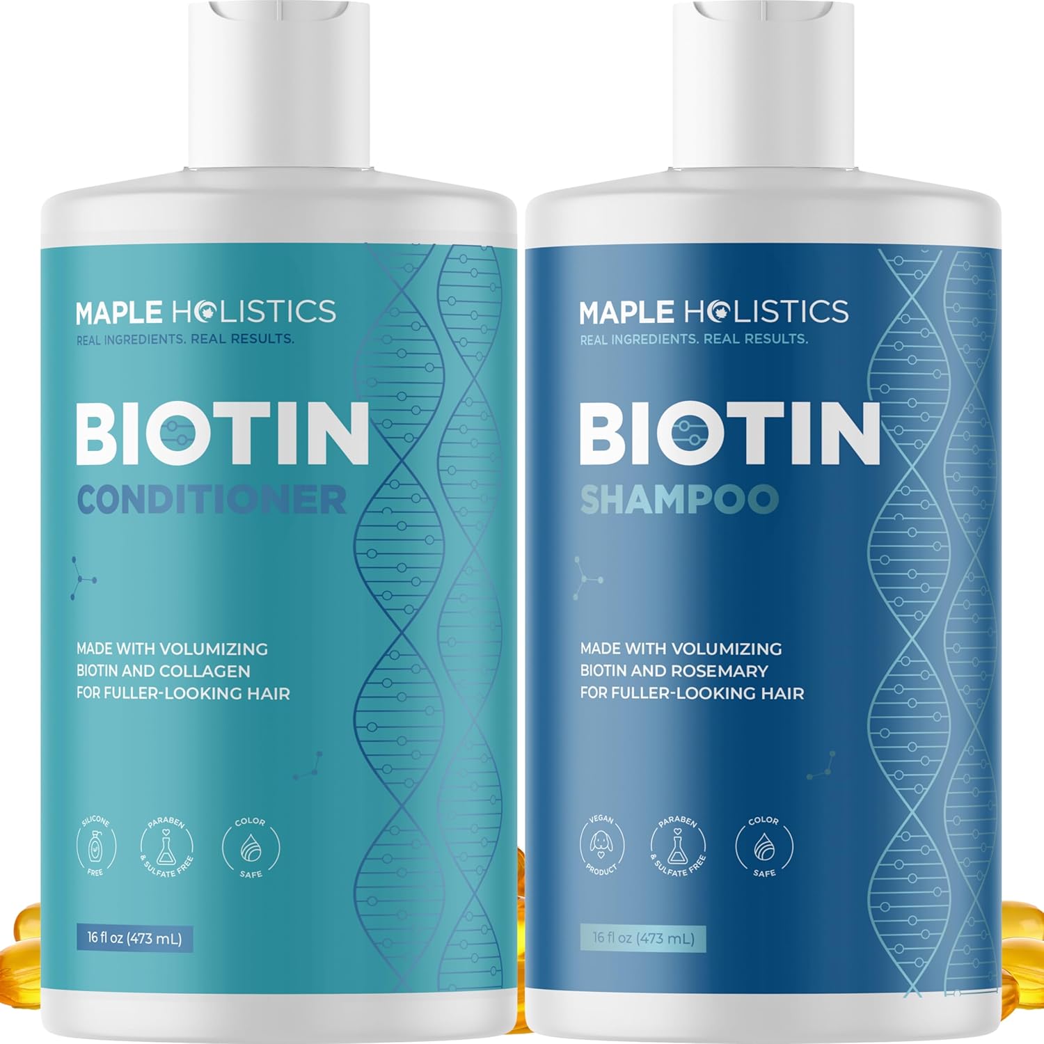 Volumizing Biotin Shampoo and Conditioner Set - Sulfate Free Shampoo and Conditioner for Dry Damaged Hair Care - Thinning Hair Shampoo and Conditioner with Nourishing Biotin and Rosemary Oil (8oz)