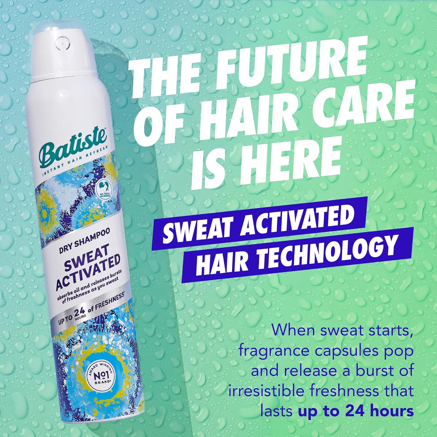 Batiste Sweat Activated Dry Shampoo, Neutralizes Odor for Up to 24 Hours & Prevents Sweat Buildup in Hair, Waterless Shampoo, 3.81 Oz