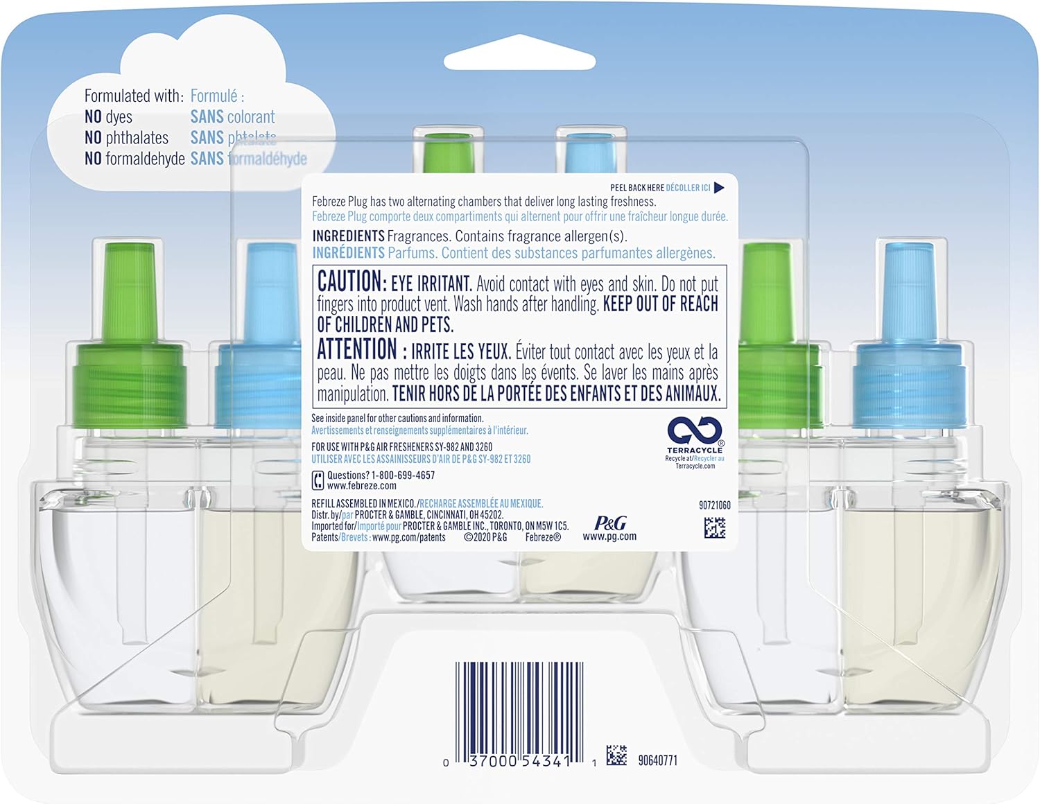 Febreze Plug in Air Fresheners, Gain Original Scent, Odor Eliminator for Strong Odors, Scented Oil Refill (3 Count)