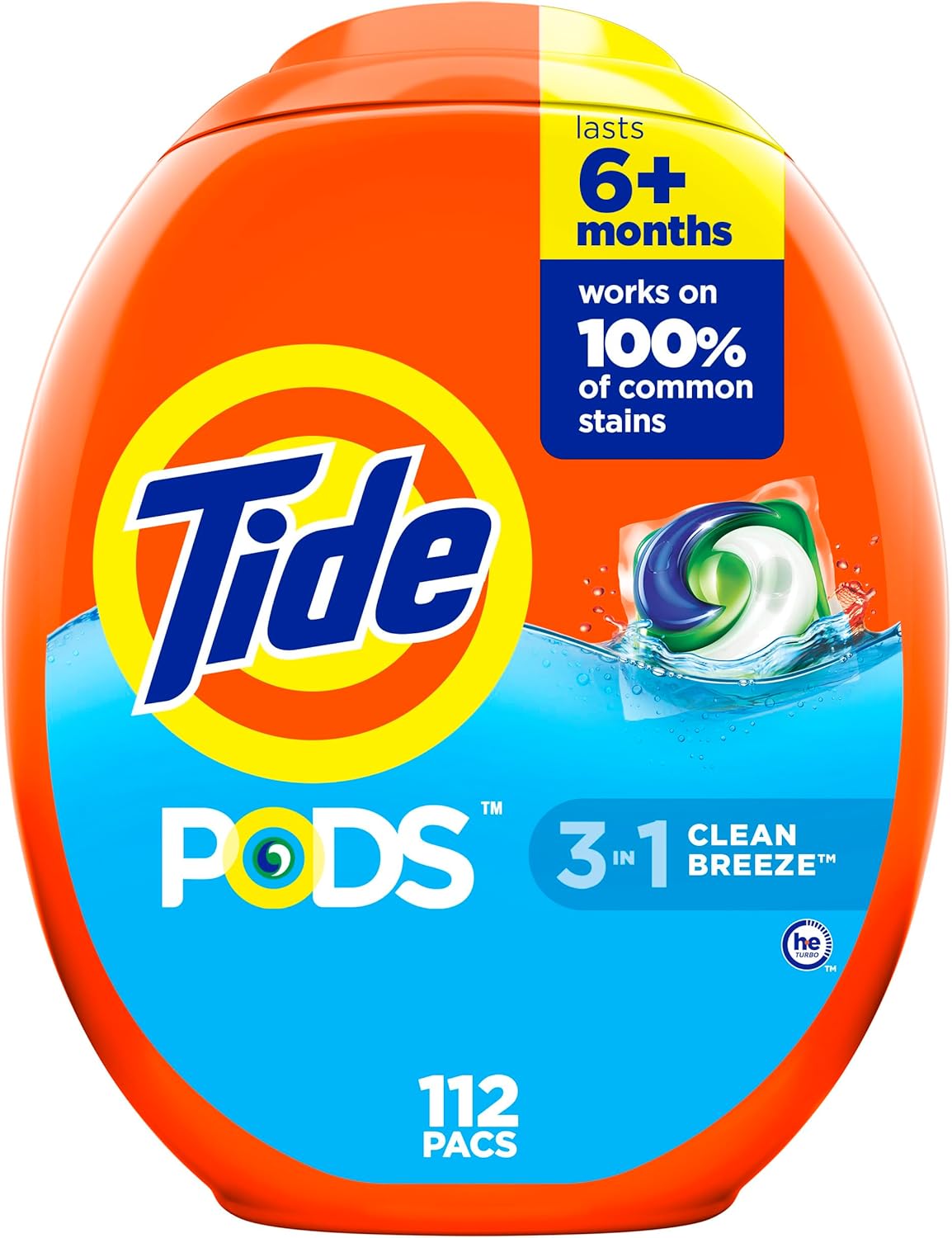 Tide PODS Laundry Detergent Pods, Spring Meadow Scent, 112 Count, Concentrated Laundry Soap Detergent, Stain Remover and Color Protector