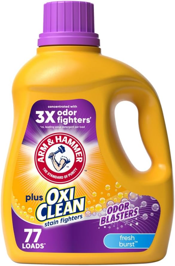 Arm & Hammer Plus OxiClean Odor Blasters Fresh Burst, 128 Loads Liquid Laundry Detergent, 166.5 Fl oz