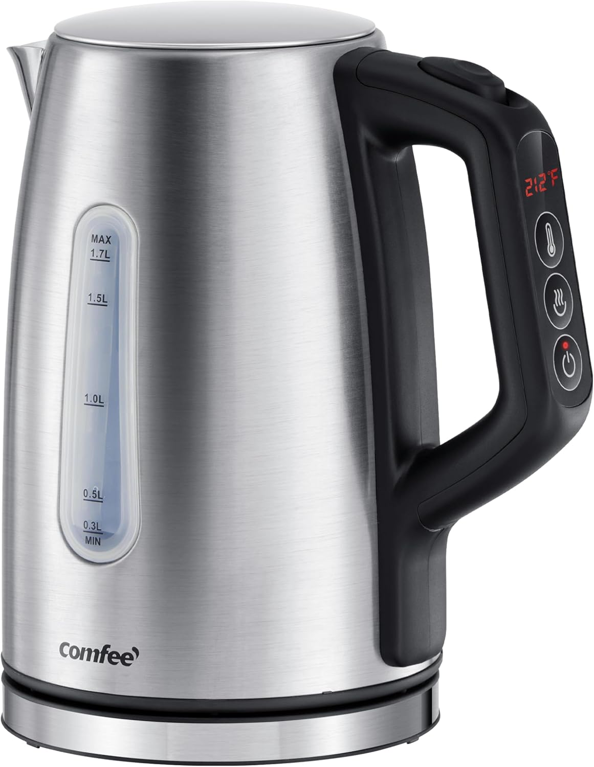 COMFEE' Stainless Steel Electric Kettle, 1.7 Liter Tea Kettle Electric & Hot Water Kettle, 1500W Fast Boil with LED Light, Auto Shut-Off and Boil-Dry Protection