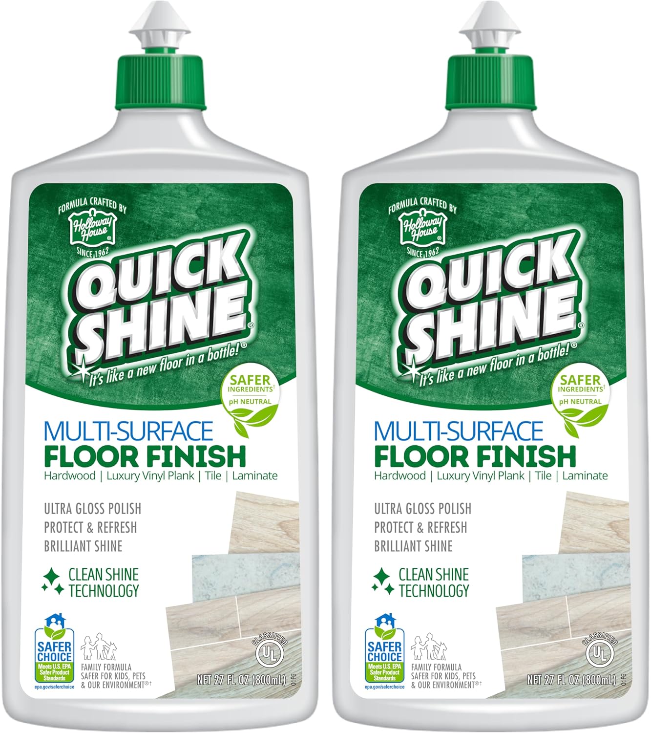 Quick Shine Multi Surface Floor Finish 64oz | Cleaner & Polish to use on Hardwood, Laminate, Luxury Vinyl Plank LVT, Tile & Stone