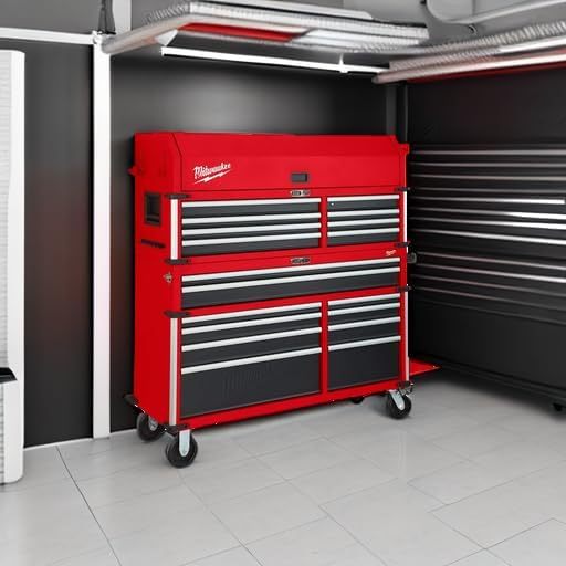 2025 Milwaukee High Capacity 56 in. Tool Chest and Roller Cabinets Combo +18V Cordless Lithium-Ion 4 Tool Combo Kit