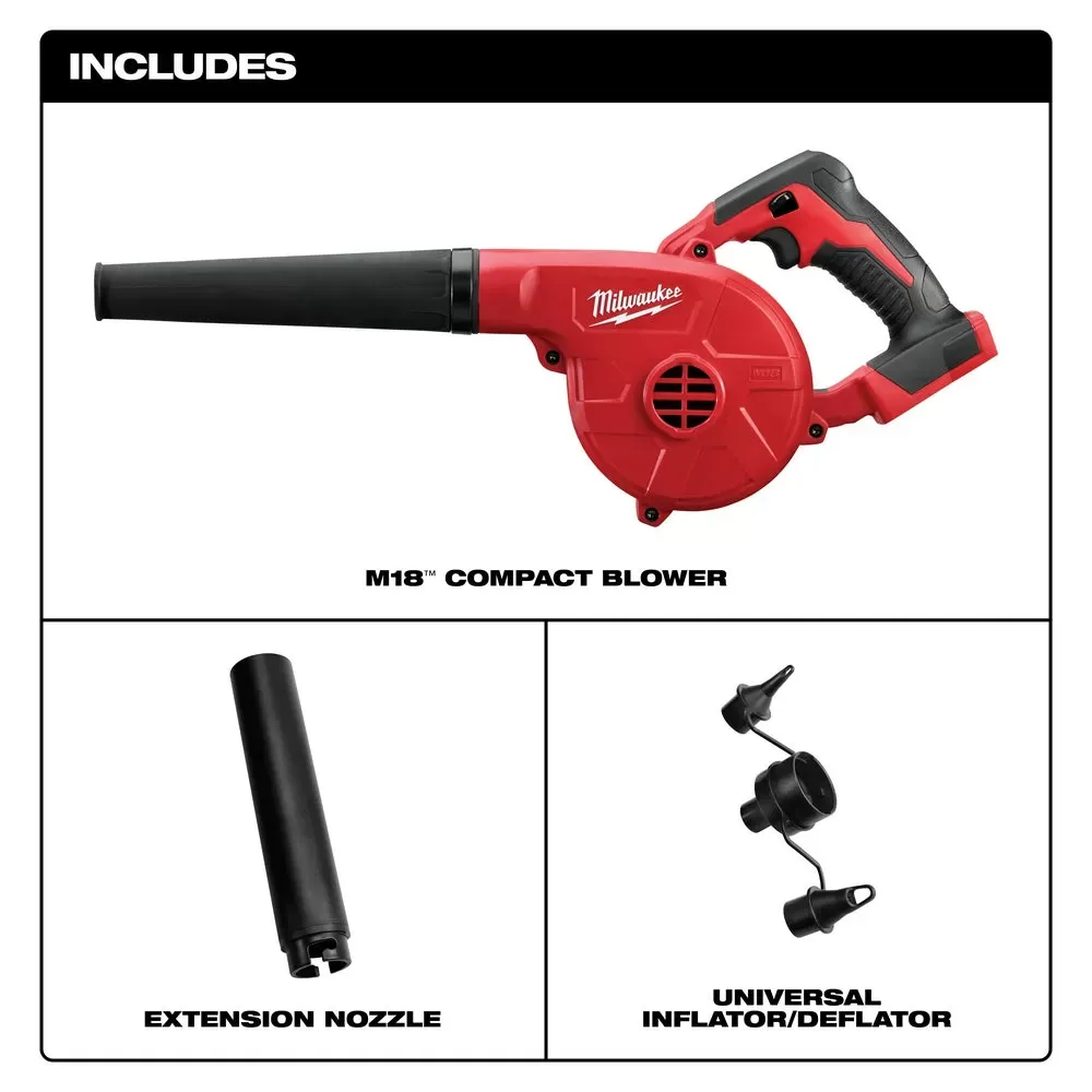Milwaukee Pre-Sale 0884-20 M18 18V Compact Blower w/ Extension Nozzle - Bare Tool