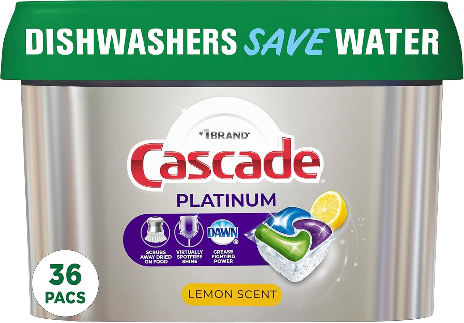 Cascade Platinum Dishwasher Pods, Detergent, Soap Pods, Actionpacs with Dishwasher Cleaner and Deodorizer Action, Fresh, 62 Count