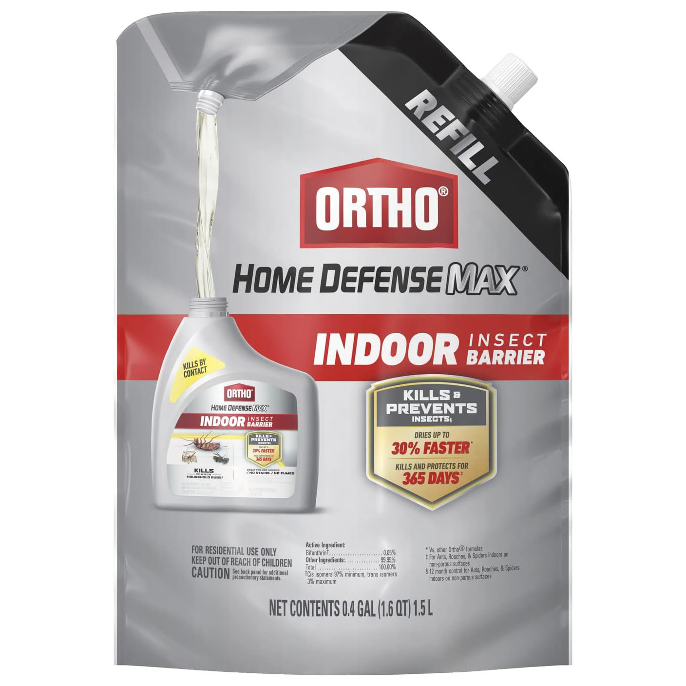 Ortho Home Defense Max Indoor Insect Barrier: Starts to Kill Ants, Roaches, Spiders, Fleas & Ticks Fast, 1 gal.