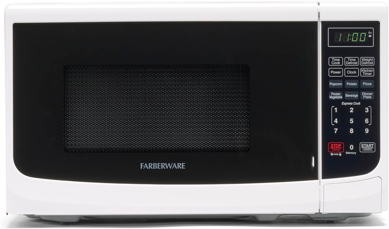 Farberware Countertop Microwave 700 Watts, 0.7 Cu. Ft. - Microwave Oven With LED Lighting and Child Lock - Perfect for Apartments and Dorms - Easy Clean Stainless Steel