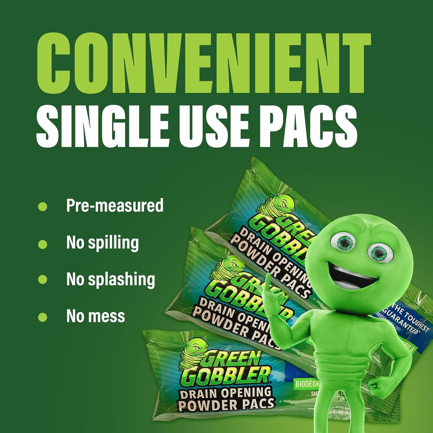Green Gobbler Drain Clog Remover & Drain Cleaner Powder | 20+ Treatments | Drain Maintenance Breaks Down Grease, Paper, Fat & Oil | Septic Safe