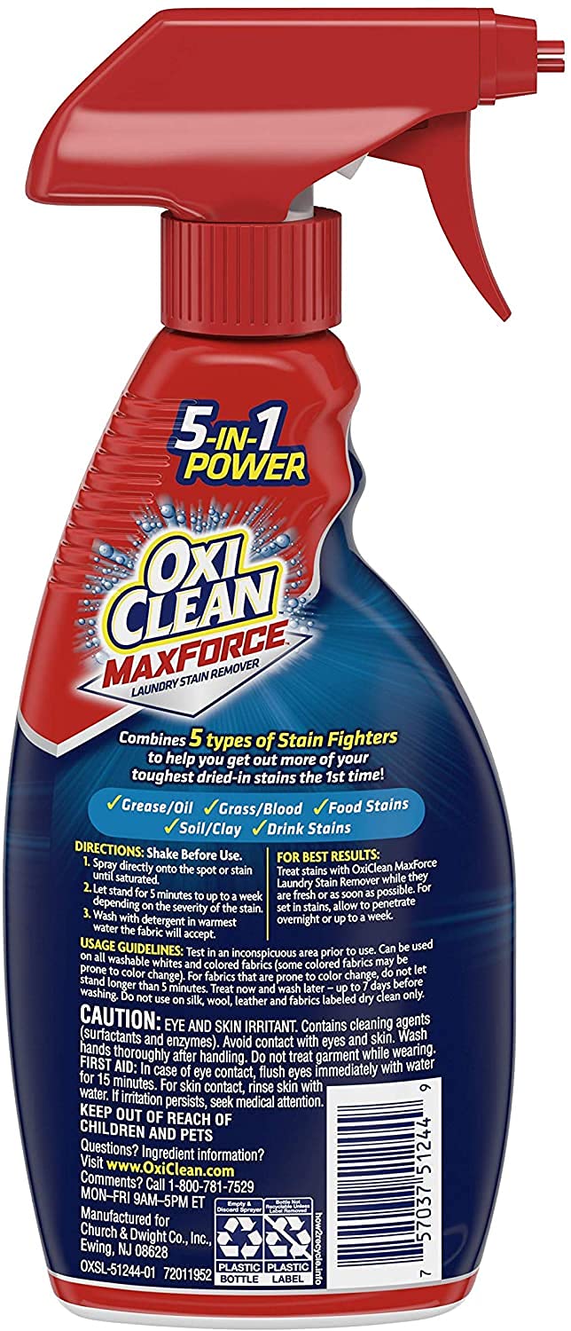 OxiClean Max Force 5 in 1 Power Laundry Stain Remover Spray, 12 oz - 2 PK