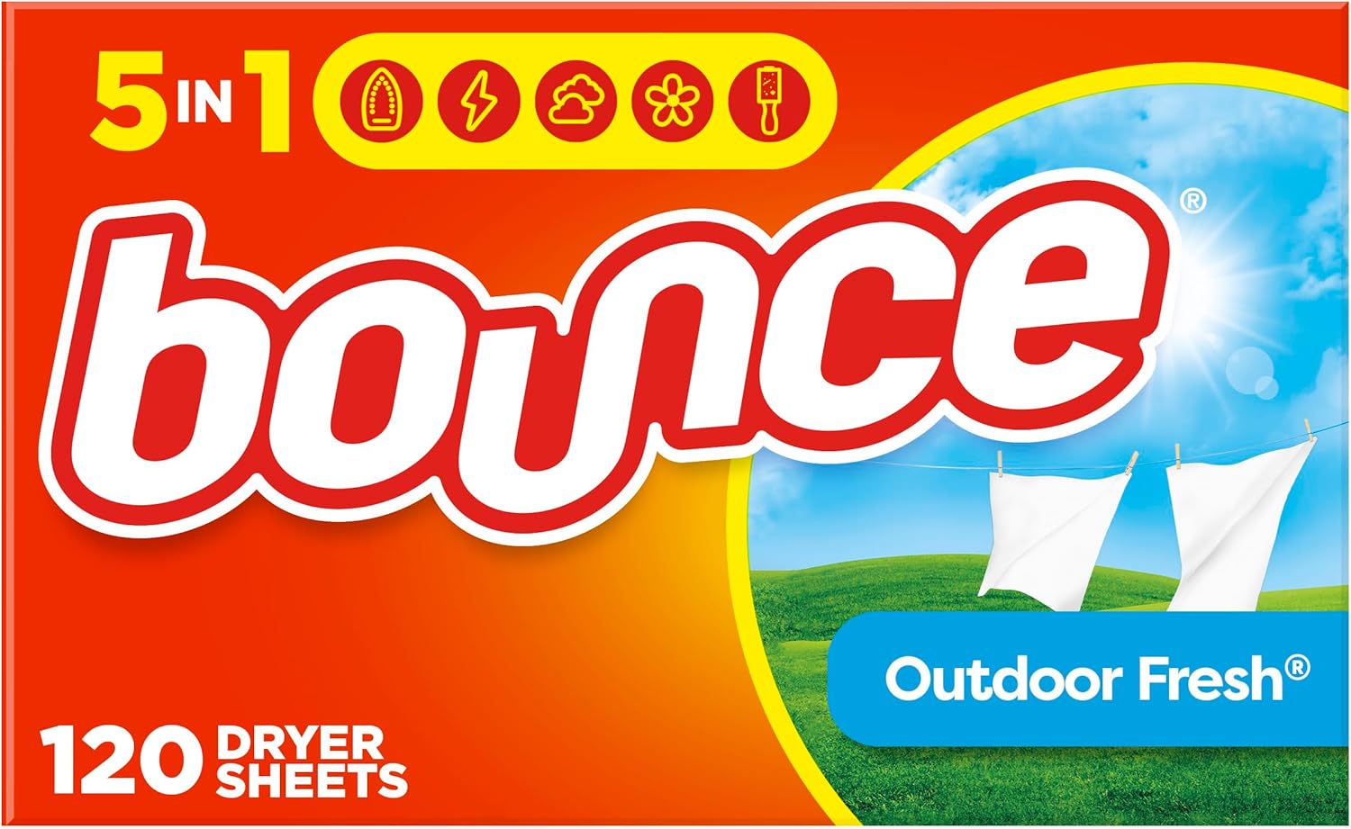 Bounce Dryer Sheets, Outdoor Fresh, 240 Count Laundry Fabric Softener Sheets with Static Control and Wrinkle Fighters