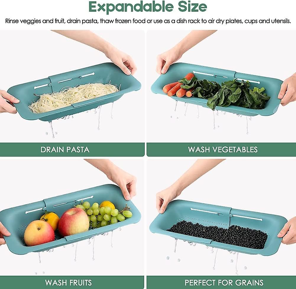 Over the Sink Collapsible Colander Strainer Basket – Fruit, Spaghetti, Food, Vegetable Strainers for Kitchen Sink 14.5