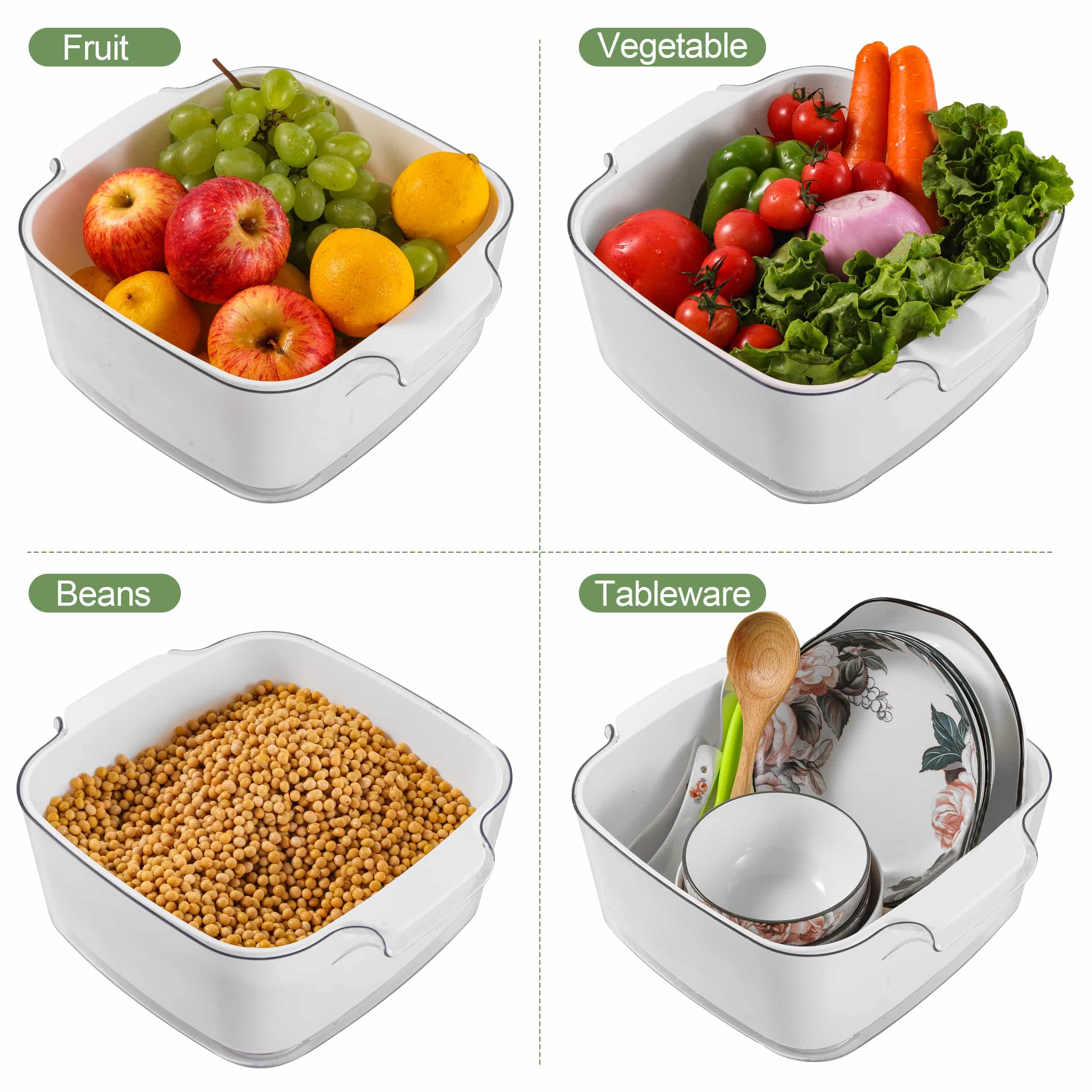 8.2 Quart Kitchen Colanders Bowl Set, 2 in 1 Fruit Vegetable Washing Food Strainers, Large Plastic Double Layered Strainer Basket for Pasta, Spaghetti, Berry, Salads, BPA Free