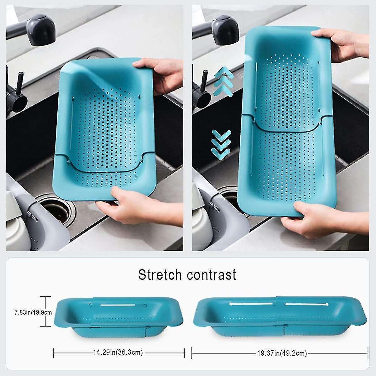 Over the Sink Collapsible Colander Strainer Basket – Fruit, Spaghetti, Food, Vegetable Strainers for Kitchen Sink 14.5