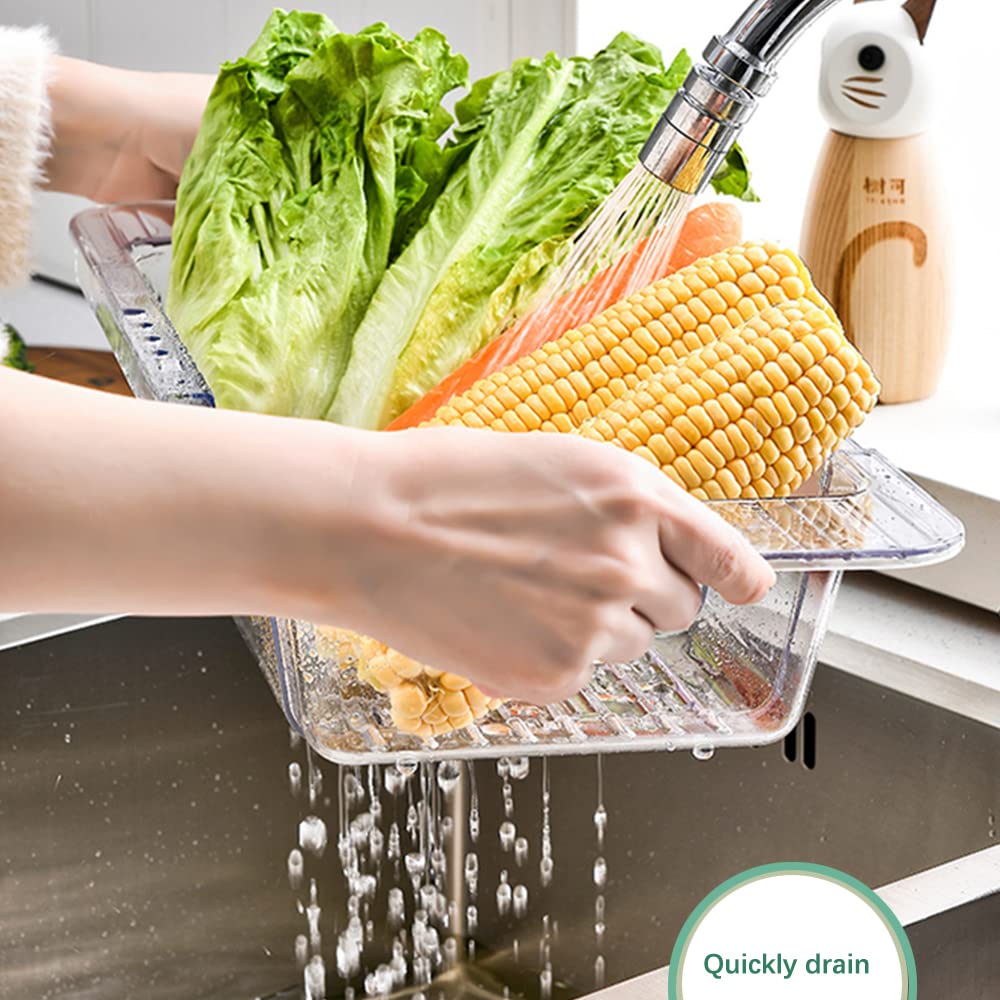 Over the Sink Colander Strainer Basket, Expandable Multifunctional Plastic Colander, Adjustable Drainer Basket, Wash Vegetables and Fruits, Drain Cooked Pasta and Dry Dishes - Transparent