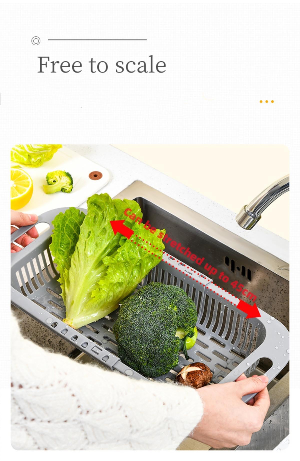 Adjustable Dish Drainer Dish Rack Over The Sink, Extendable Vegetable Fruit Washing Basket, Drying Rack, Collapsible Strainer Basket,Plastics(Yellow+Blue)