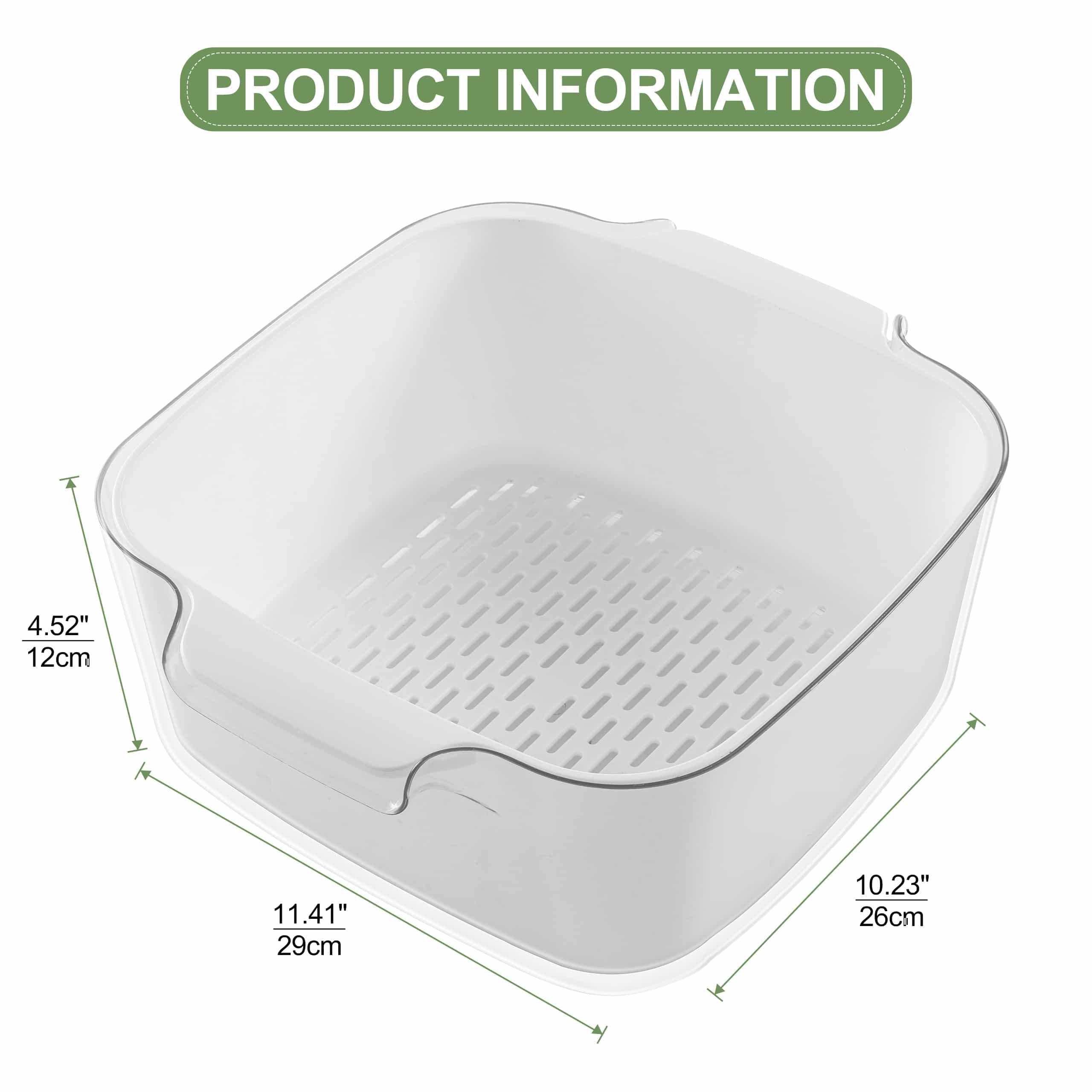 8.2 Quart Kitchen Colanders Bowl Set, 2 in 1 Fruit Vegetable Washing Food Strainers, Large Plastic Double Layered Strainer Basket for Pasta, Spaghetti, Berry, Salads, BPA Free