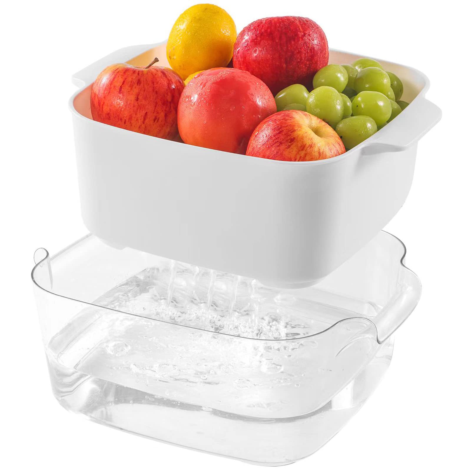8.2 Quart Kitchen Colanders Bowl Set, 2 in 1 Fruit Vegetable Washing Food Strainers, Large Plastic Double Layered Strainer Basket for Pasta, Spaghetti, Berry, Salads, BPA Free