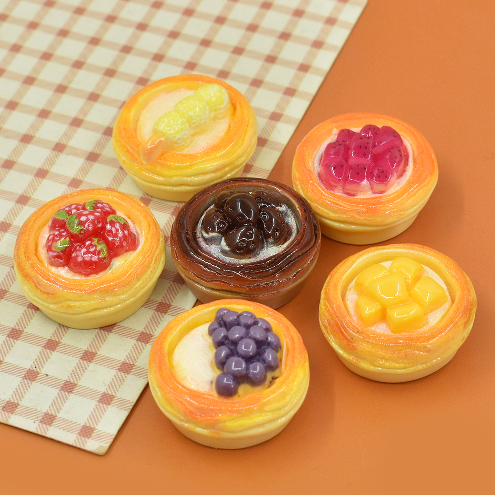 Sweet Fruit Egg Tart Miniature Dessert Resin Cabochon for Dollhouse Food Charms Diy Earrings Pendant Refrigerator Magnet