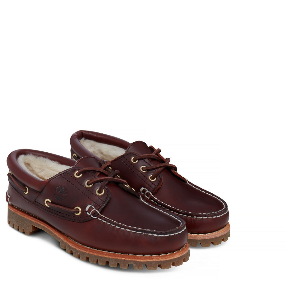 Timberland Women's Noreen Lined 3-Eye Boat Shoe Burgundy Rootbeer Bayou