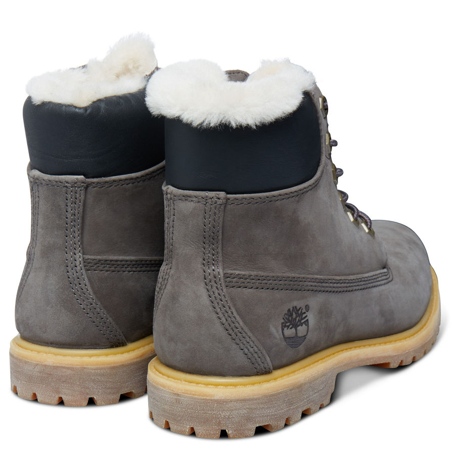 Timberland Women's Icon 6-inch Shearling Boot Stone Grey Tornado Waterbuck
