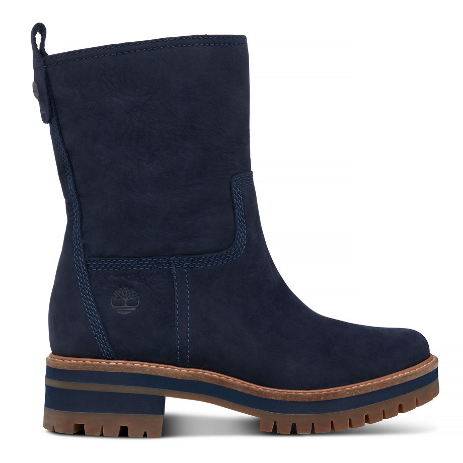 Timberland Women's Courmayeur Valley Pull-On Boot Navy Dark Blue Earthybuck