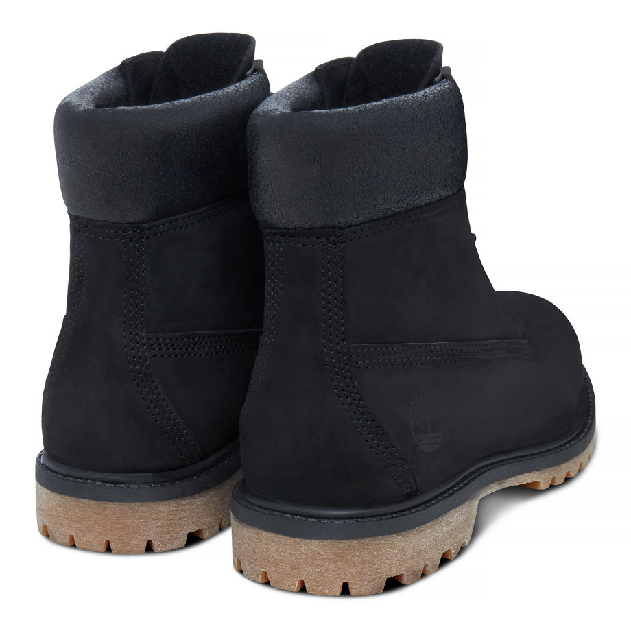 Timberland Women's 6-inch Icon Boot Black Black Waterbuck W/Jet Black Charred Collar