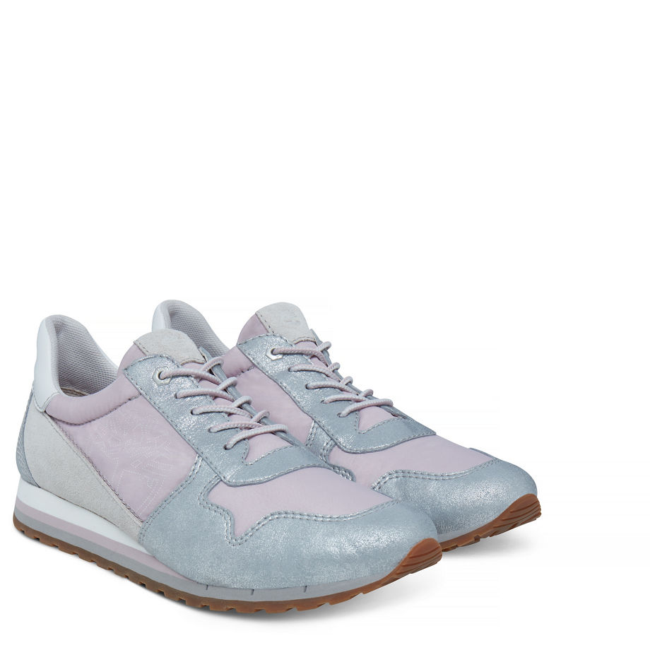 Timberland Women's Milan Flavor Trainer Silver/Violet Silver Windchime (Violet Ice)