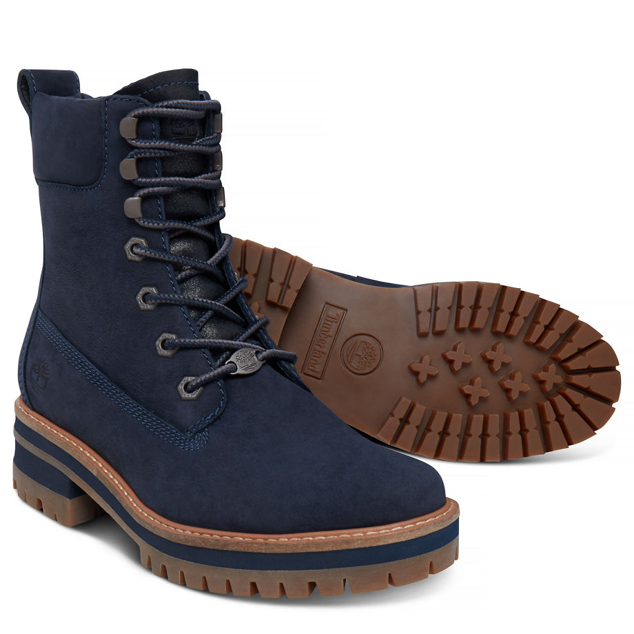 Timberland Women's Courmayeur Valley Lace-Up Boot Navy Dark Blue Earthybuck W/Navy Charred Suede