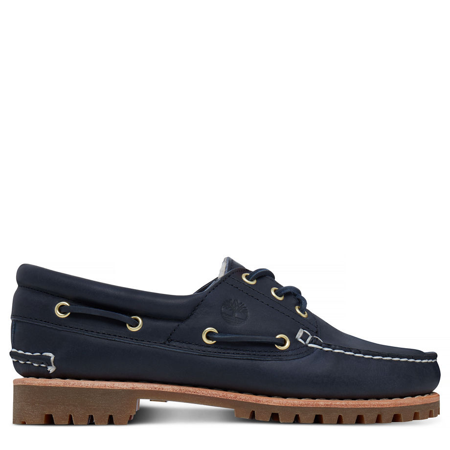 Timberland Women's Noreen Lined 3-Eye Boat Shoe Navy Black Iris Forty